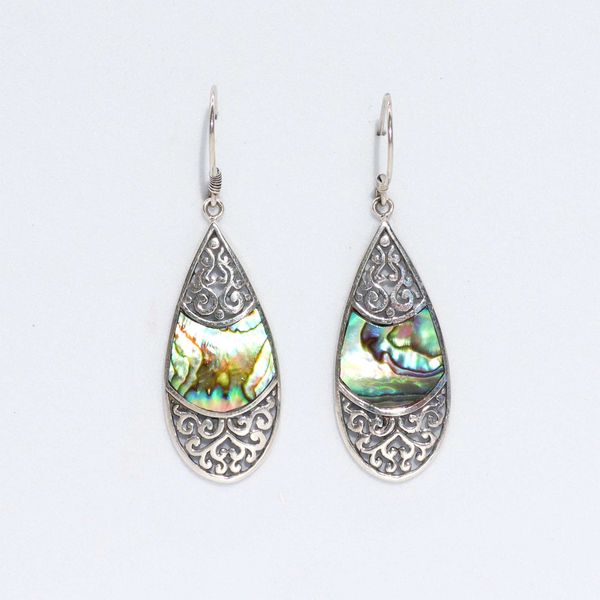 Brincos de Madrepérola Prateados - Lágrima Oval