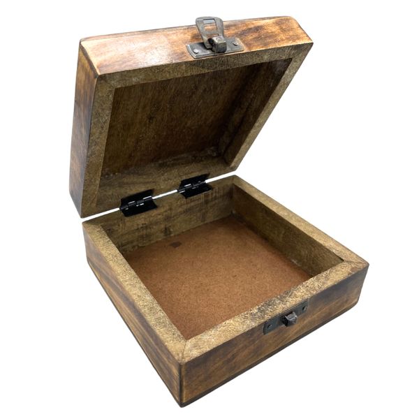 Boîte à Souvenirs Carrée en Bois 13x13x6cm - Bouddha