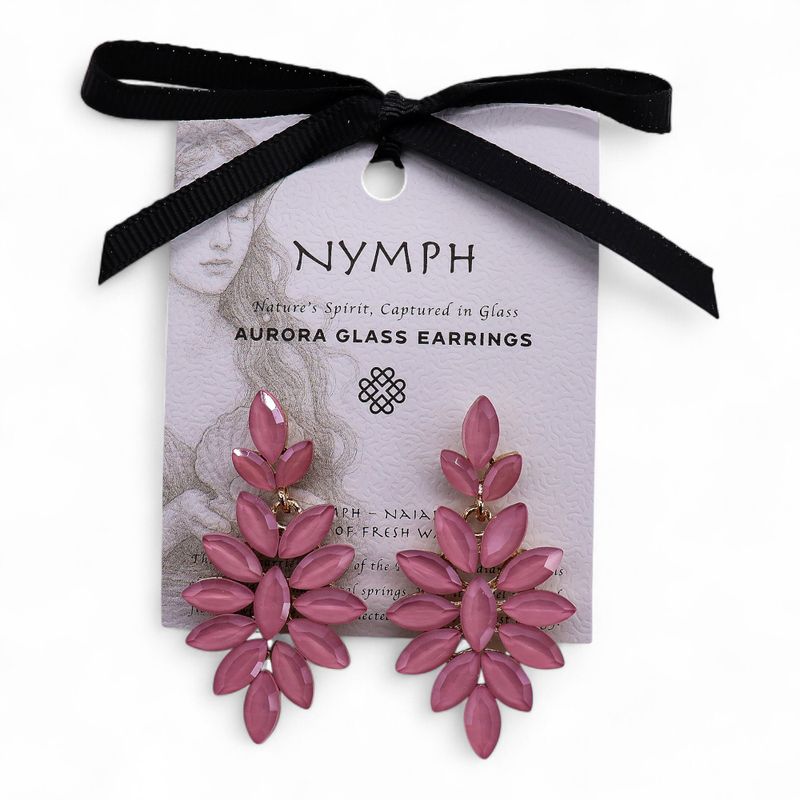 Nymph Aurora Сережки Скляні Довгі - Підвіски - Рожевий Кварц