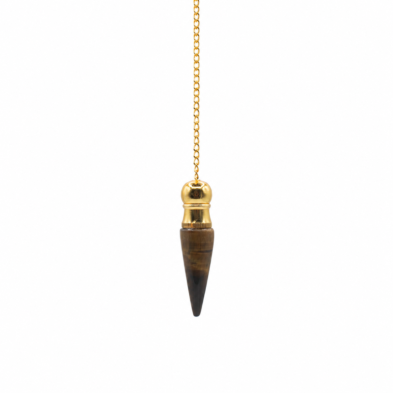 Secret Cavity Discovery of Truth Pendulum - Tiger Eye - Gold Plated
