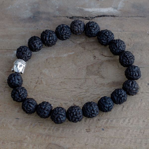 Rudraksha Buddha Mala Náramek - Tmavý