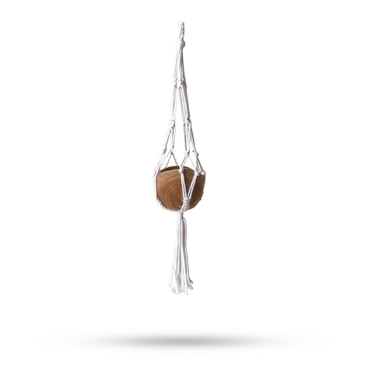 Suporte para vasos em macramé clássico - Natural - Vaso grande