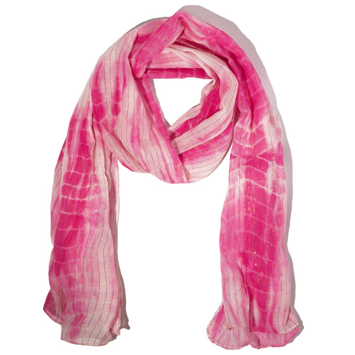 Nomad Sari Lenço rosa brilhante para festas – Fio dourado (180×50 cm)