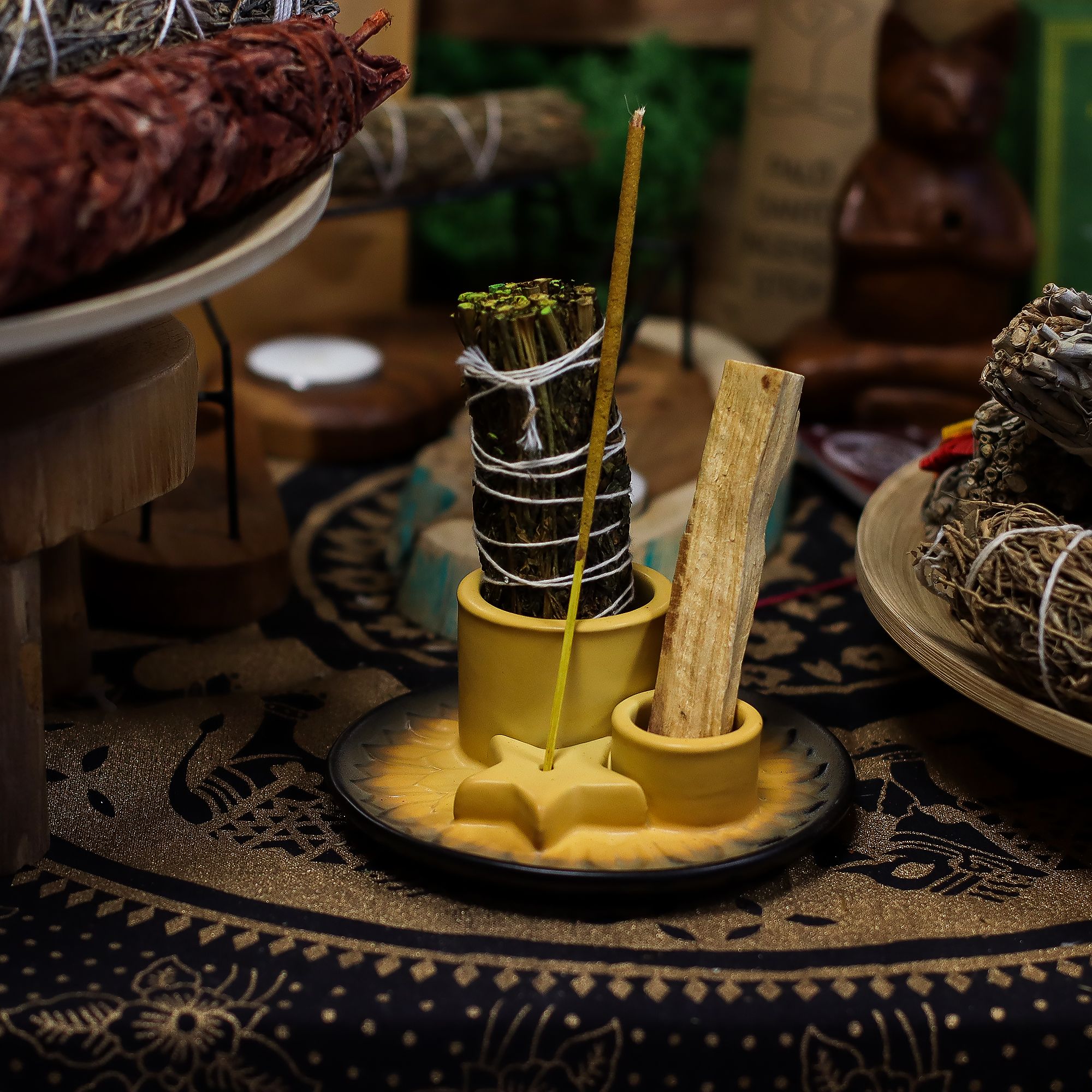 Držač za Palo Santo, Mirisni Štapić i Švežanj – Mandala – Pješčana i Siva