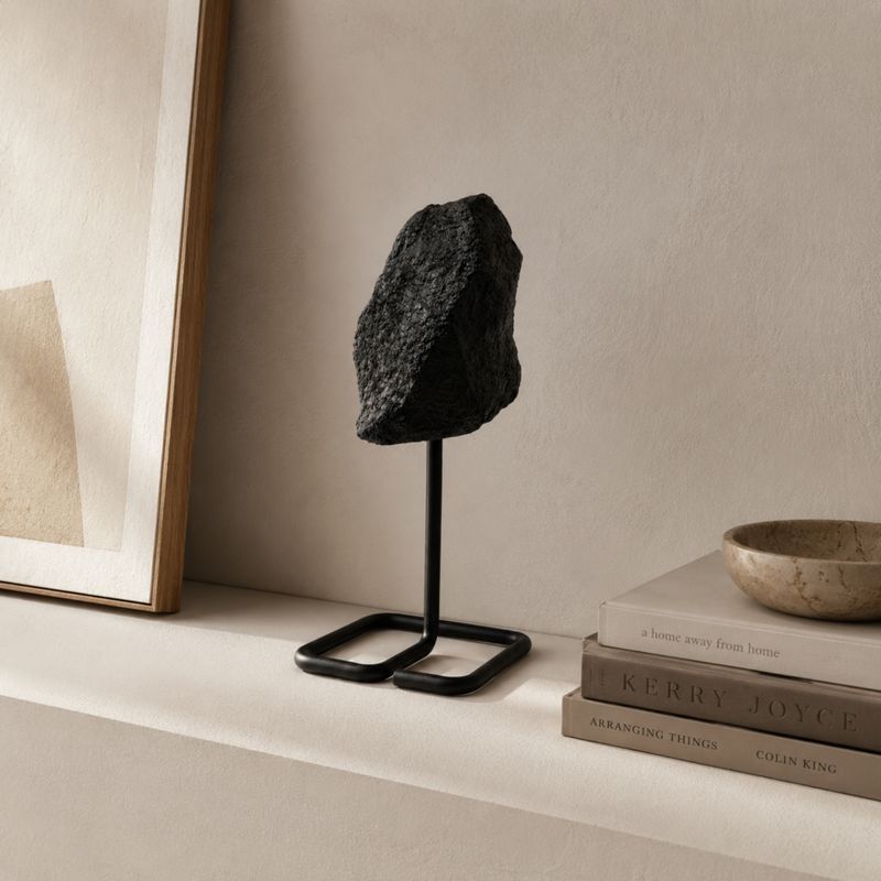 Mineral Specimens on Metal Stand - Black Tourmaline