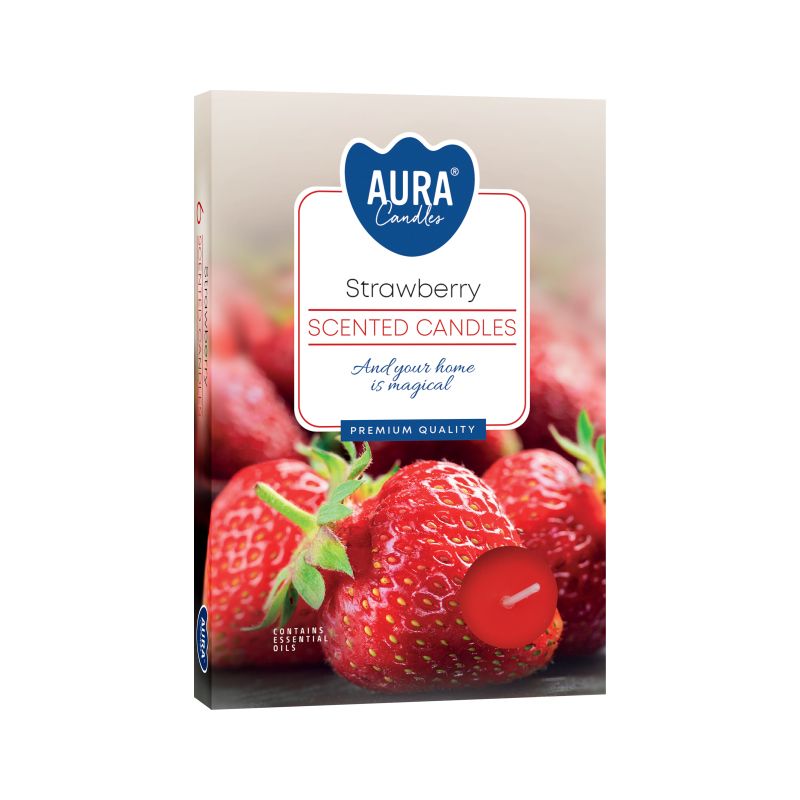 1x Conjunto de 6 Velas de Chá Perfumadas - Morango