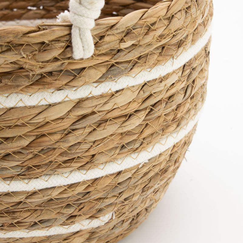Cotton & Seagrass Large Baskets - Natural Stripes- Set of 3 (32.5cm 29.5cm 24cm)