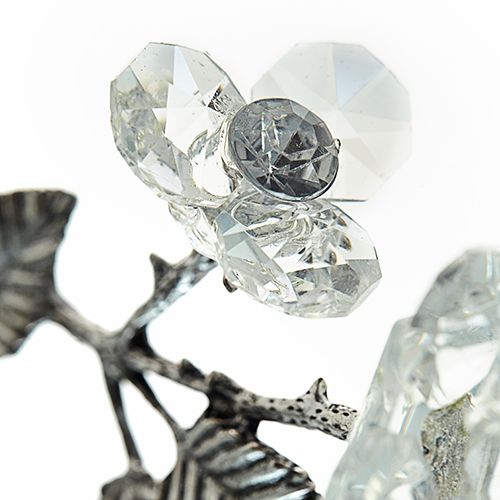 Rose de Cristal avec Tige d'Argent