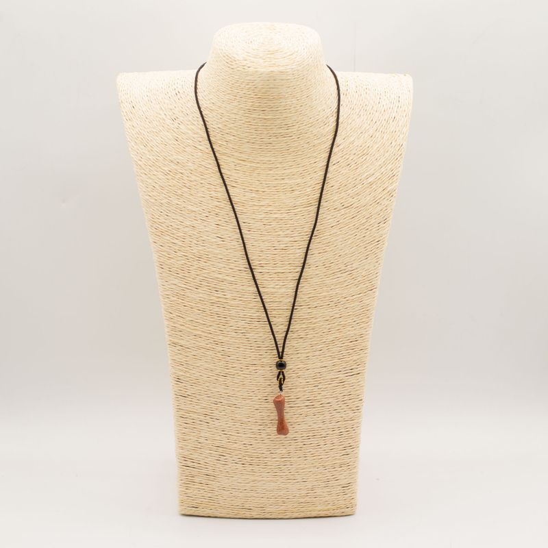 Cord Necklace Gemstone Pendants - Goldstone Bone