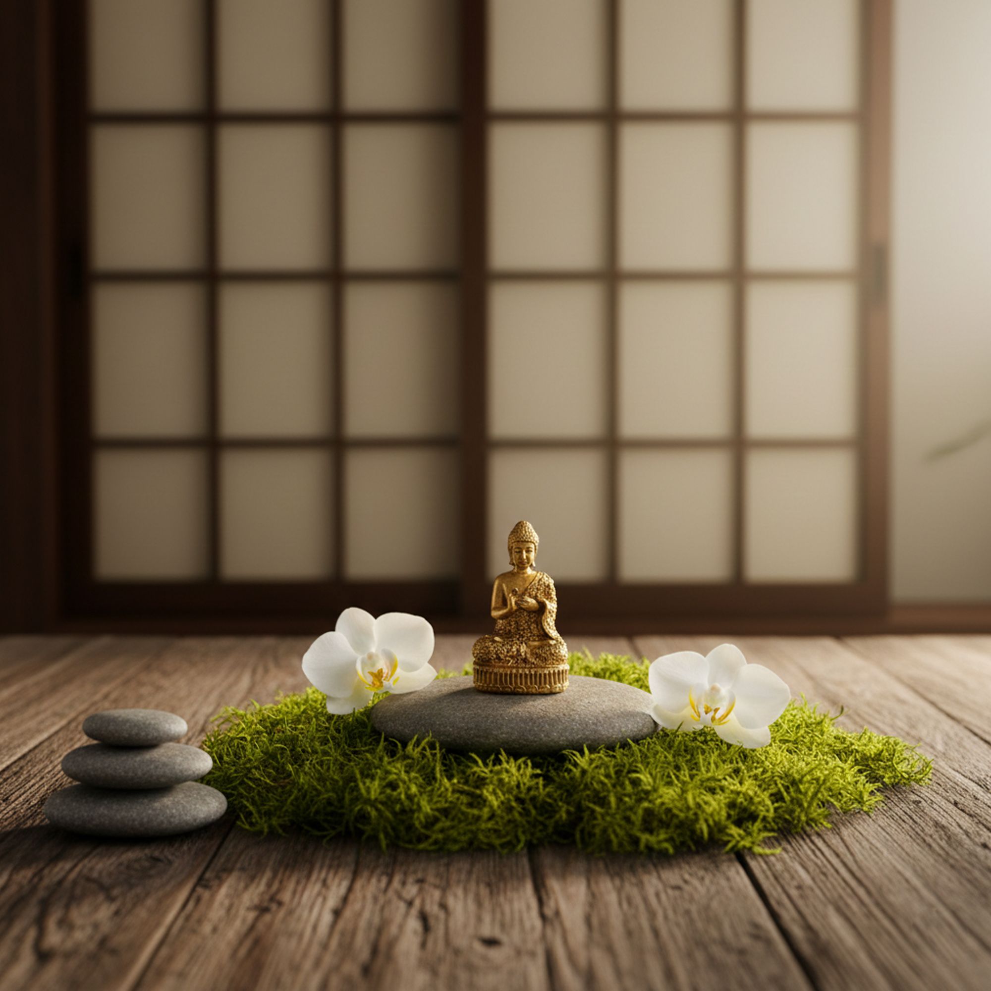 4x zei miniaturale din alamă - Buddha (60 g) - 48 mm