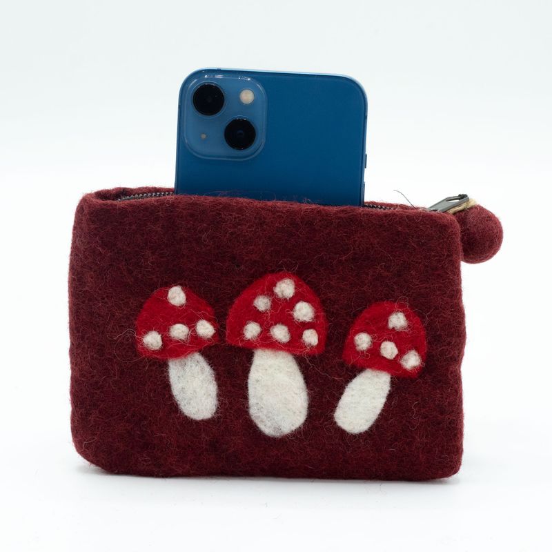 Pochette Zippée en Feutre Naturel (assortiment) - Champignons Sauvages