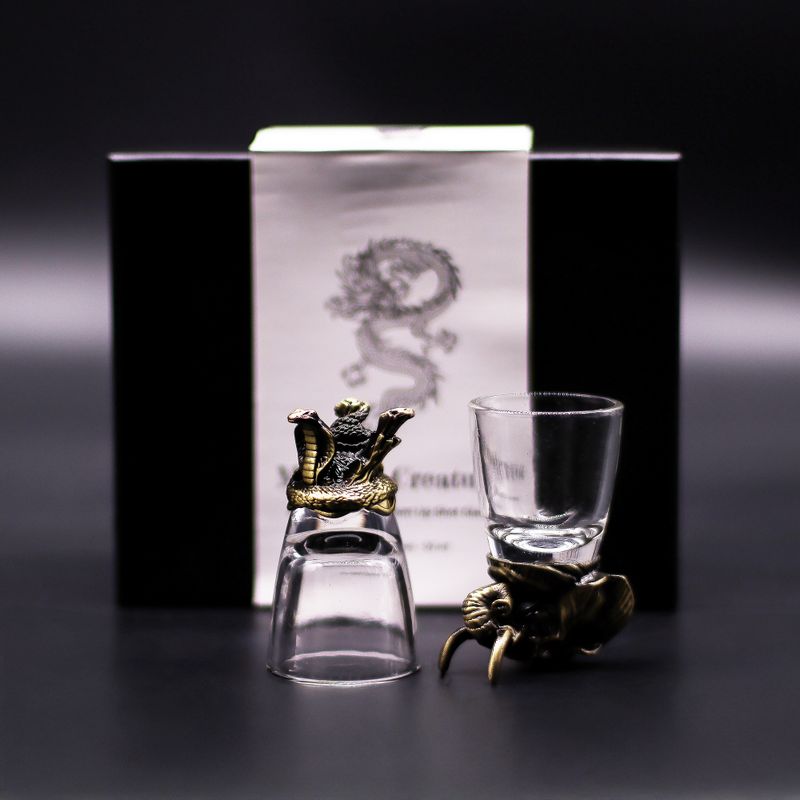 Gift Set of 6 Bottom Up Shot Glasses (50ml) - Mystical Creatures
