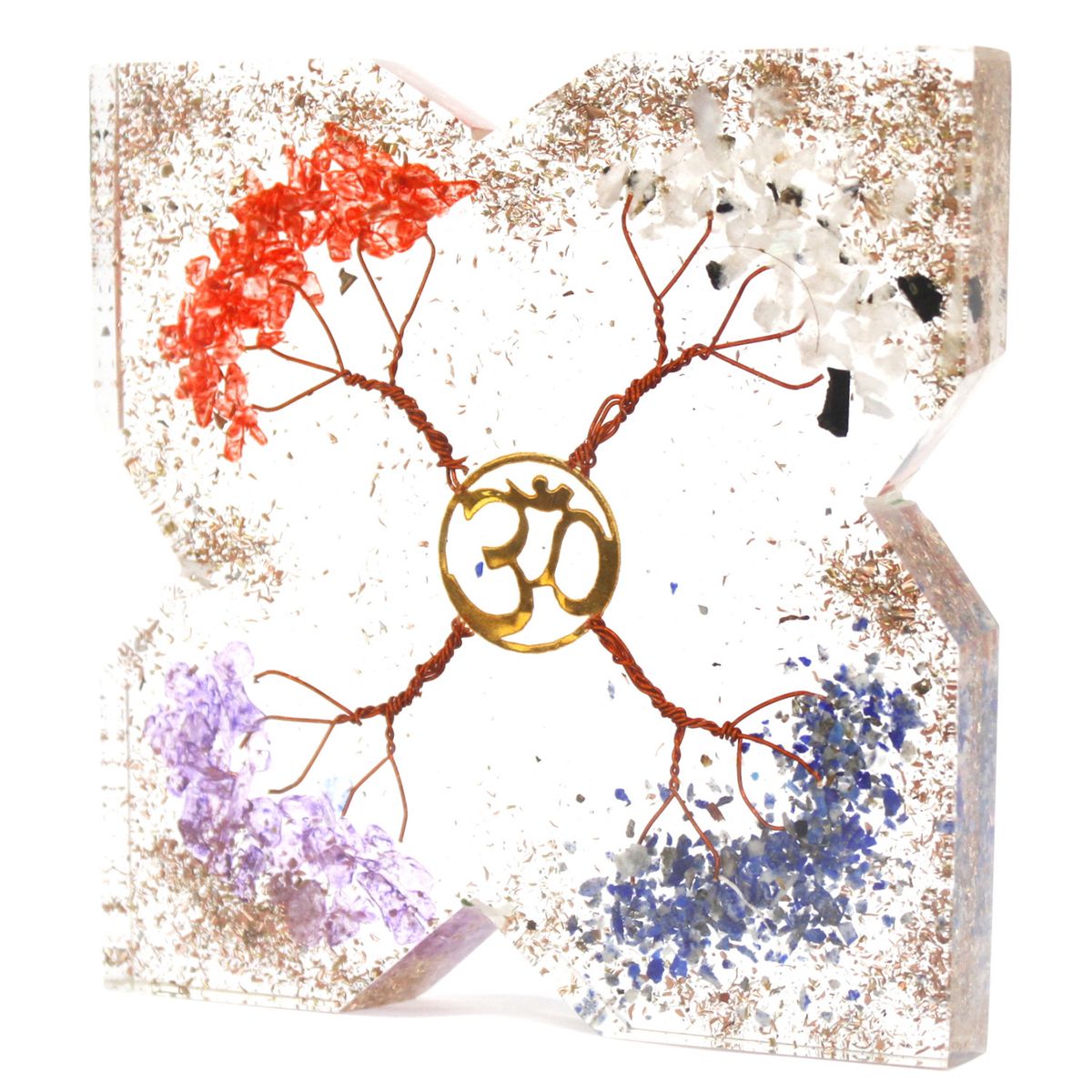 Orgonite de escritório - Cobre com desenho de 4 árvores - Grande