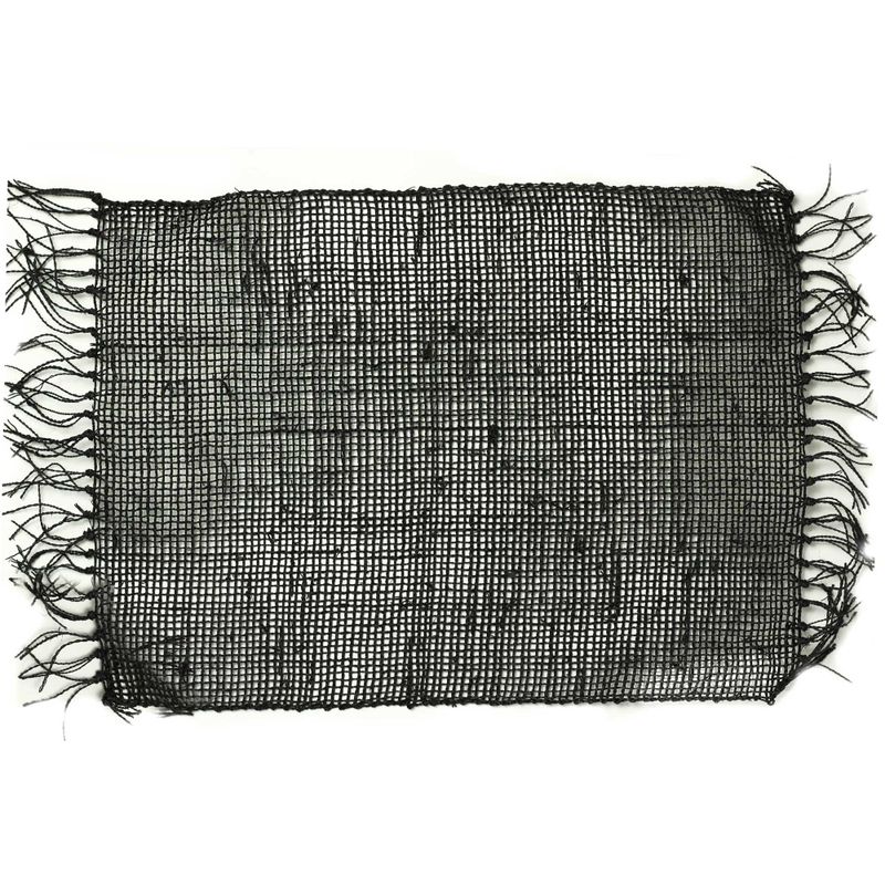 Set de table naturel à franges en jonc de mer - Noir