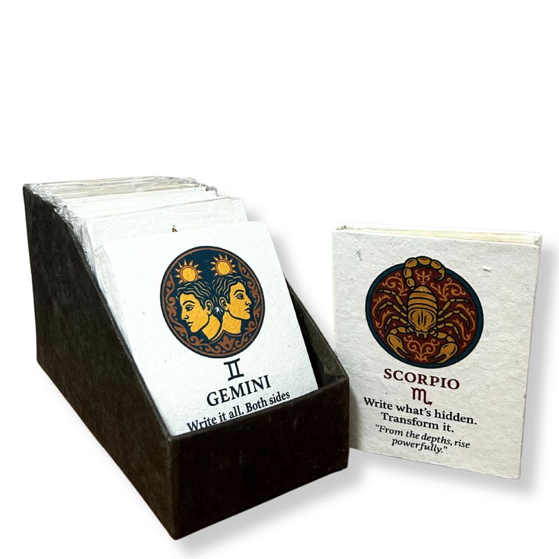 Carnets Moyen Style Tibet – Signes Astrologiques – avec Présentoir