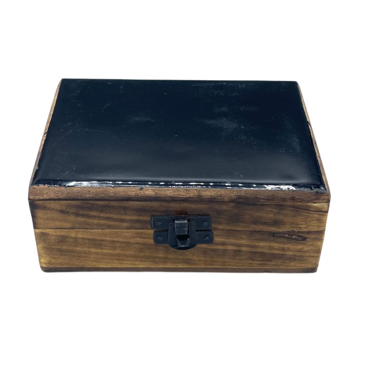 Caixa Média de Cerâmica Esmaltada - 15x10x6cm - Preta