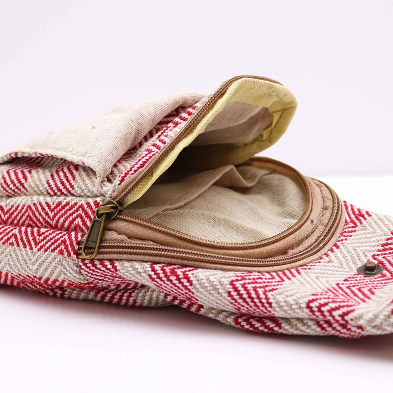 Sac Bandoulière Coton Naturel - Brun & Rose