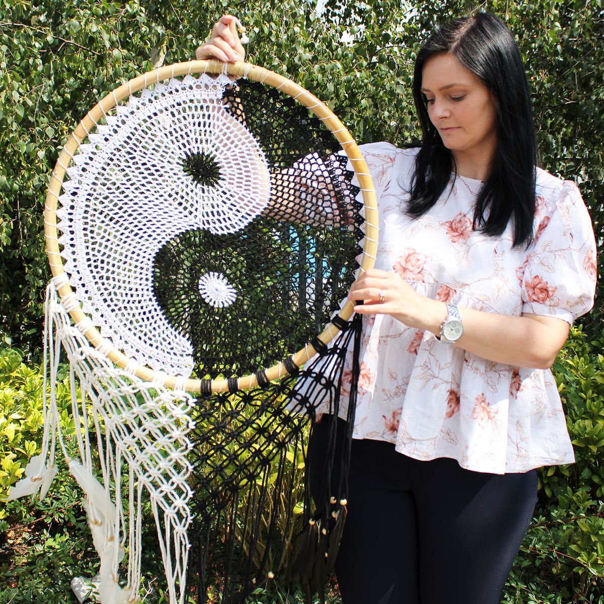 Apanhadores de Sonhos de Bali - Ying Yang Extra Grande D: 50 cm