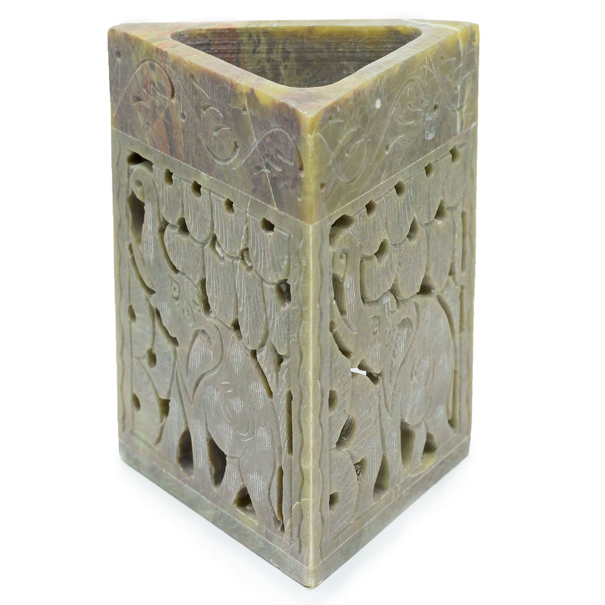 Queimador de óleo triangular em esteatita 11x9 cm - Elefante