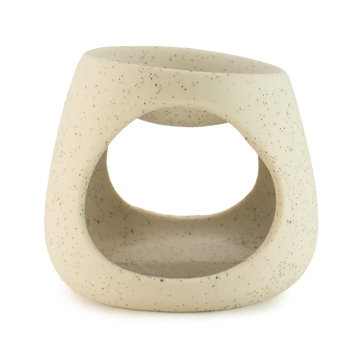 Ceramic Zen Oil Burner - Round Pebble - Speckled Off-White — Incense Burners · GlowDuty apothecary
