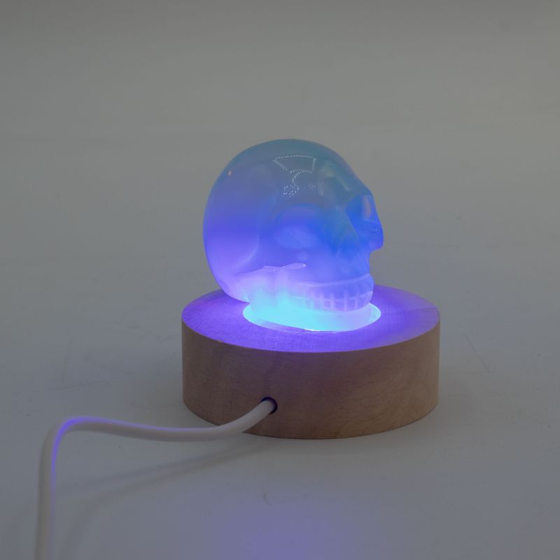Дерев'яна LED-підставка з USB Кругла 6 см  - Багатокольорове Світло