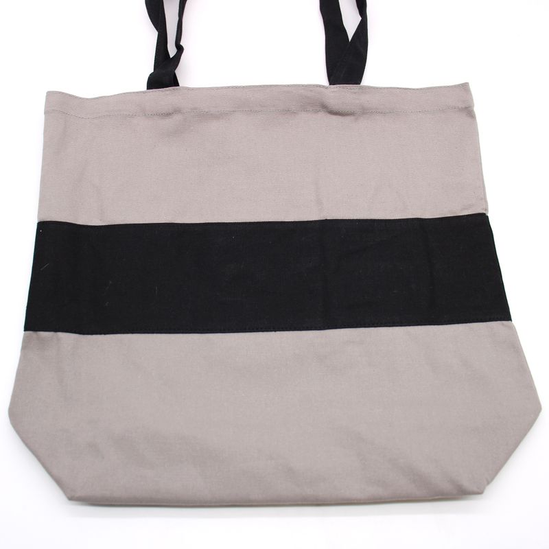 Двуцветна памучна чанта - 38x42x12см - Сиво и черно - 10oz