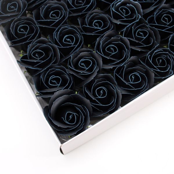 Fleur de Savon pour Bouquet - Rose Moyenne - Noir avec Bordure Blanche