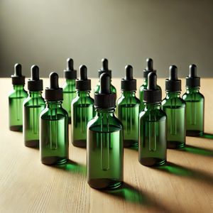 Gröna Glasflaskor med Olika Förslutningar