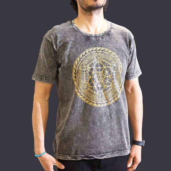Medium Stone Washed Teashirt - Chakra - Dark Grey