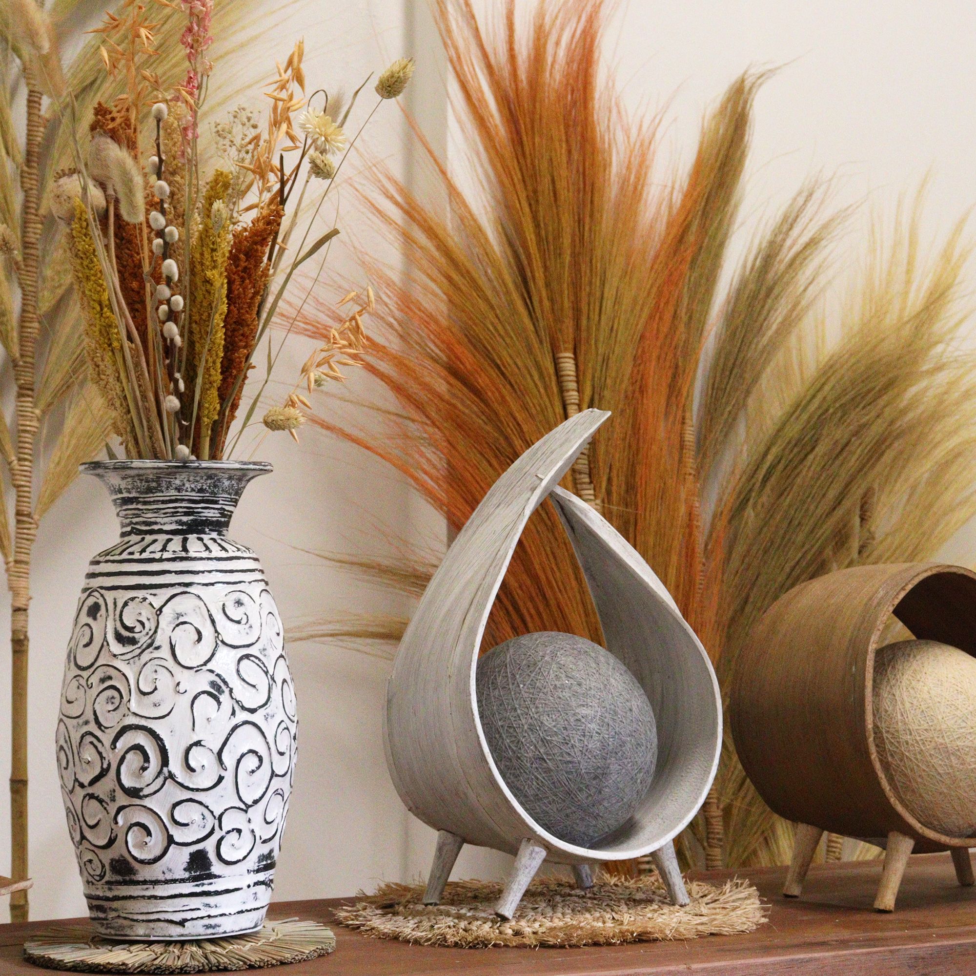 Lampe Naturelle en Noix de Coco - Enveloppe Blanchie