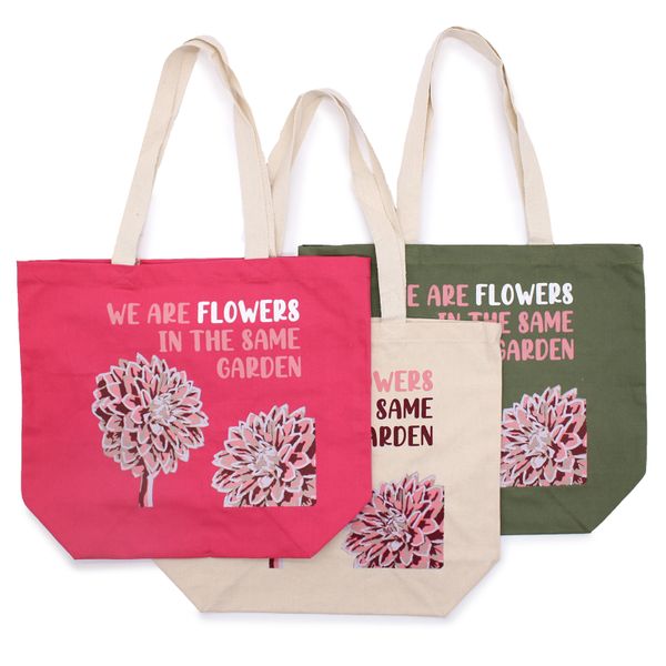 Printed Cotton Bag - We are Flowers - Natural