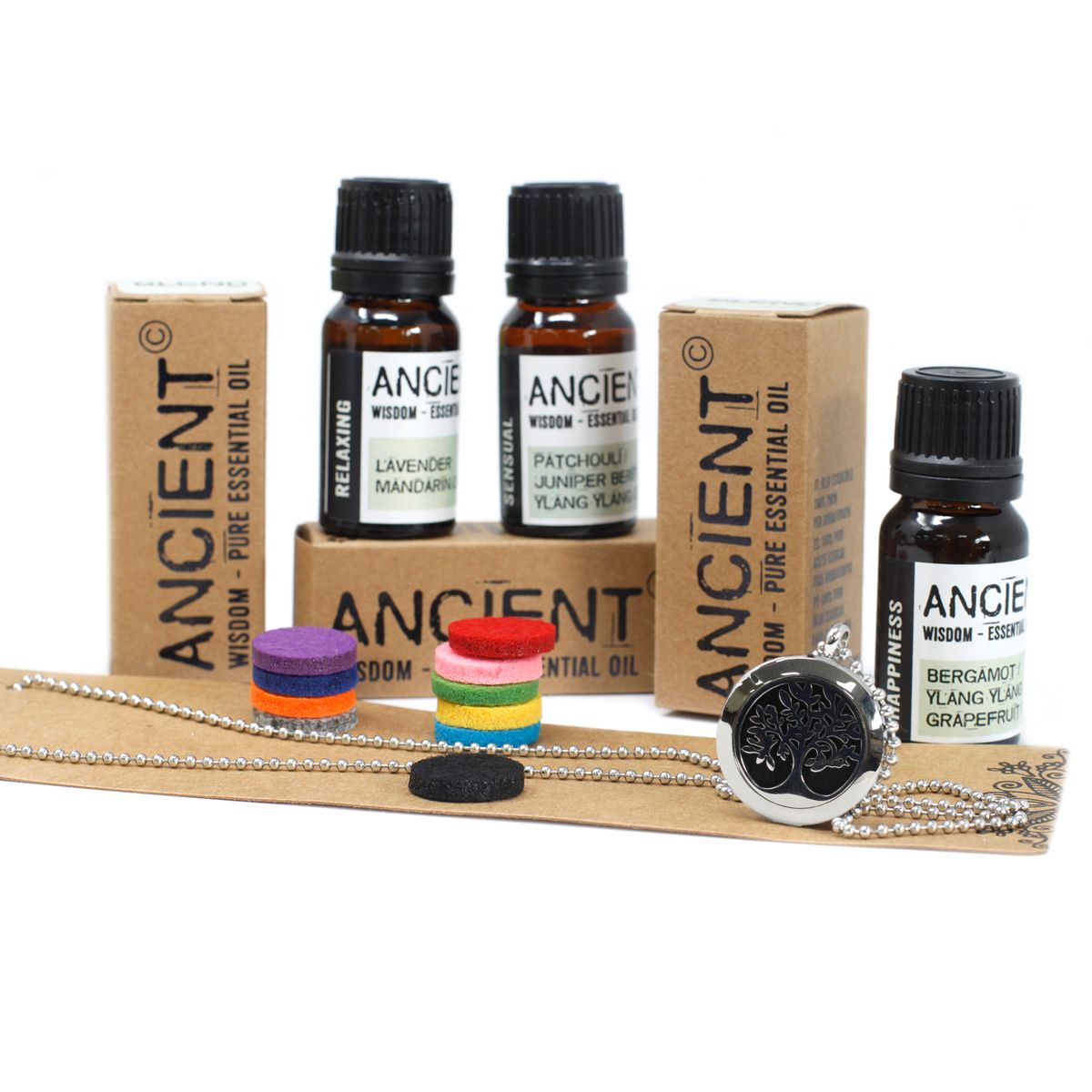 25 mm Árvore da Vida Difusores de Aromaterapia + Óleos Essenciais