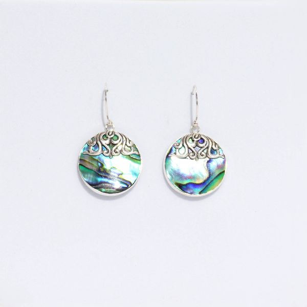 Shell & Silver Earrings - Classic Disc - Abalone