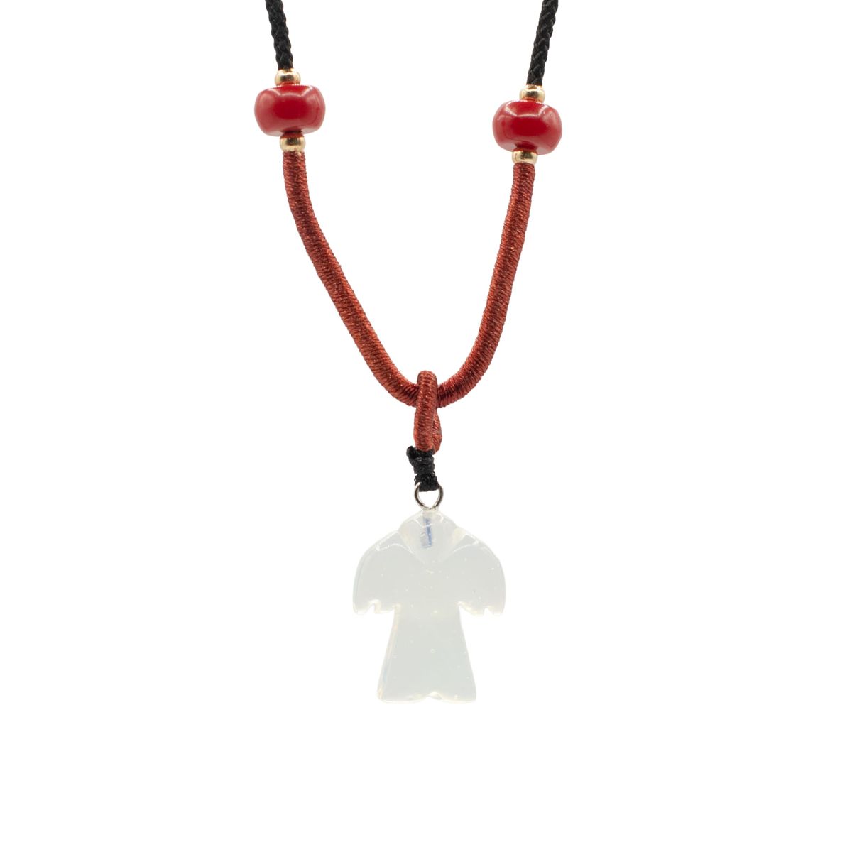 Colar de cordão com pendente de pedra preciosa – Anjo de opalita