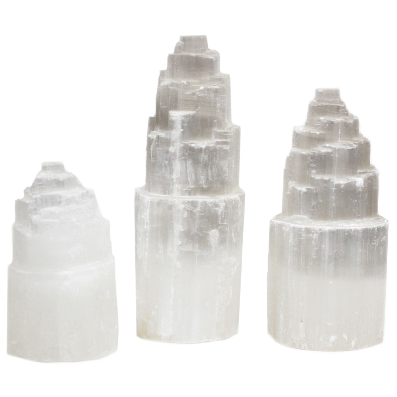 Natural Selenite Tower Lamp - 15 cm (UK)