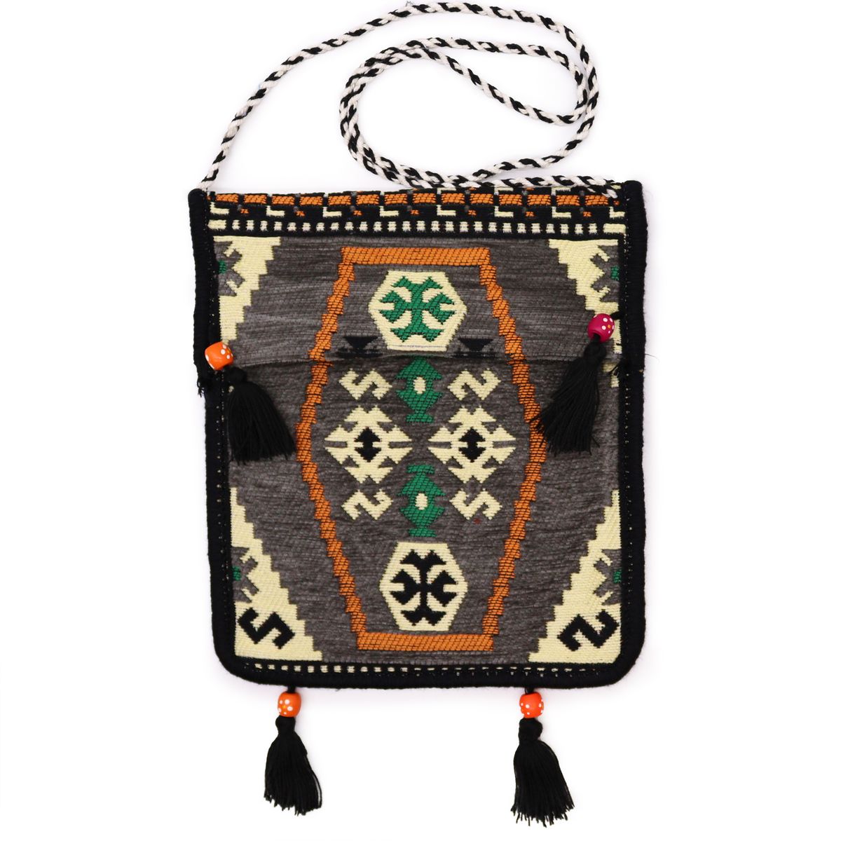 Mala a tiracolo de festival Kilim cinzento claro