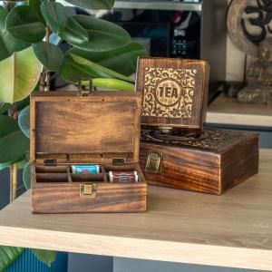 Cajas para el té de Madera de Mango
