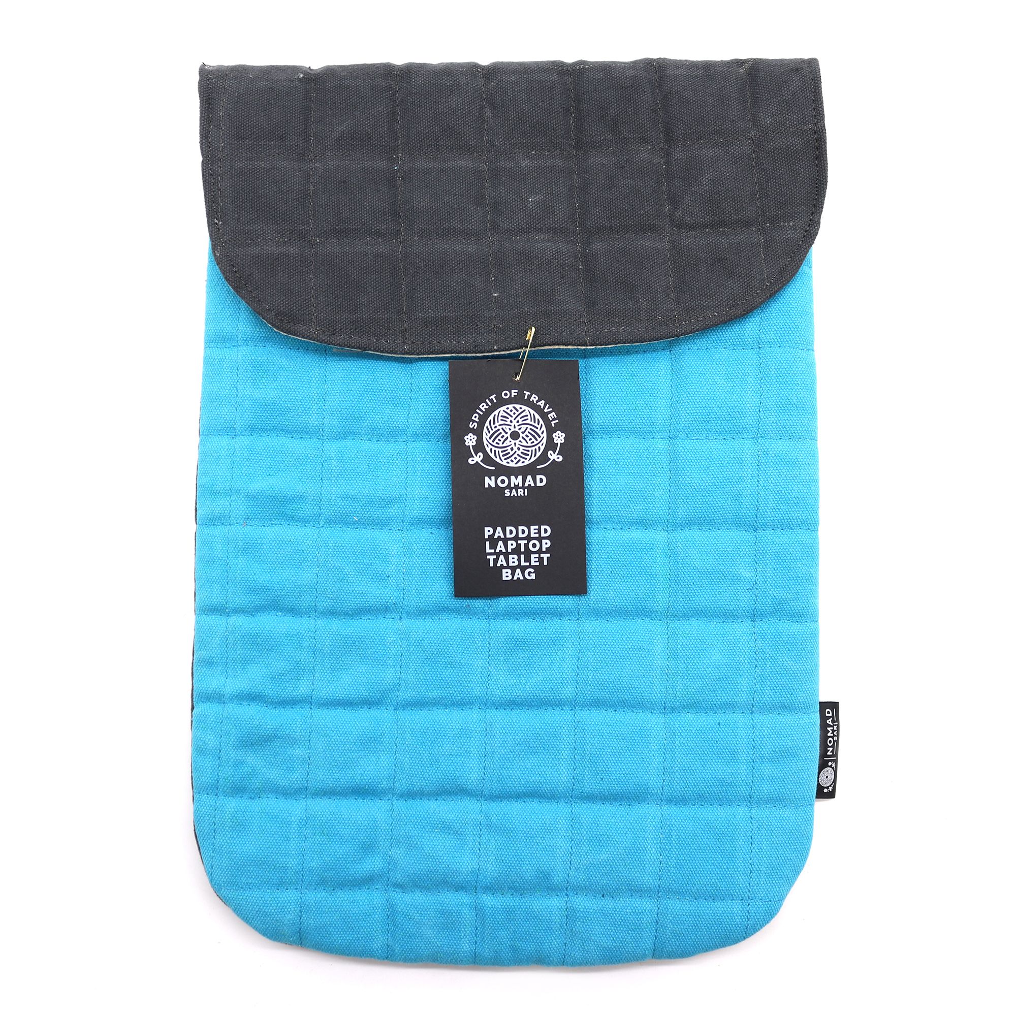 Handcrafted 14oz Stonewashed Cotton Laptop Pouch - Terrific Turquoise - Fits up to 13 Inches
