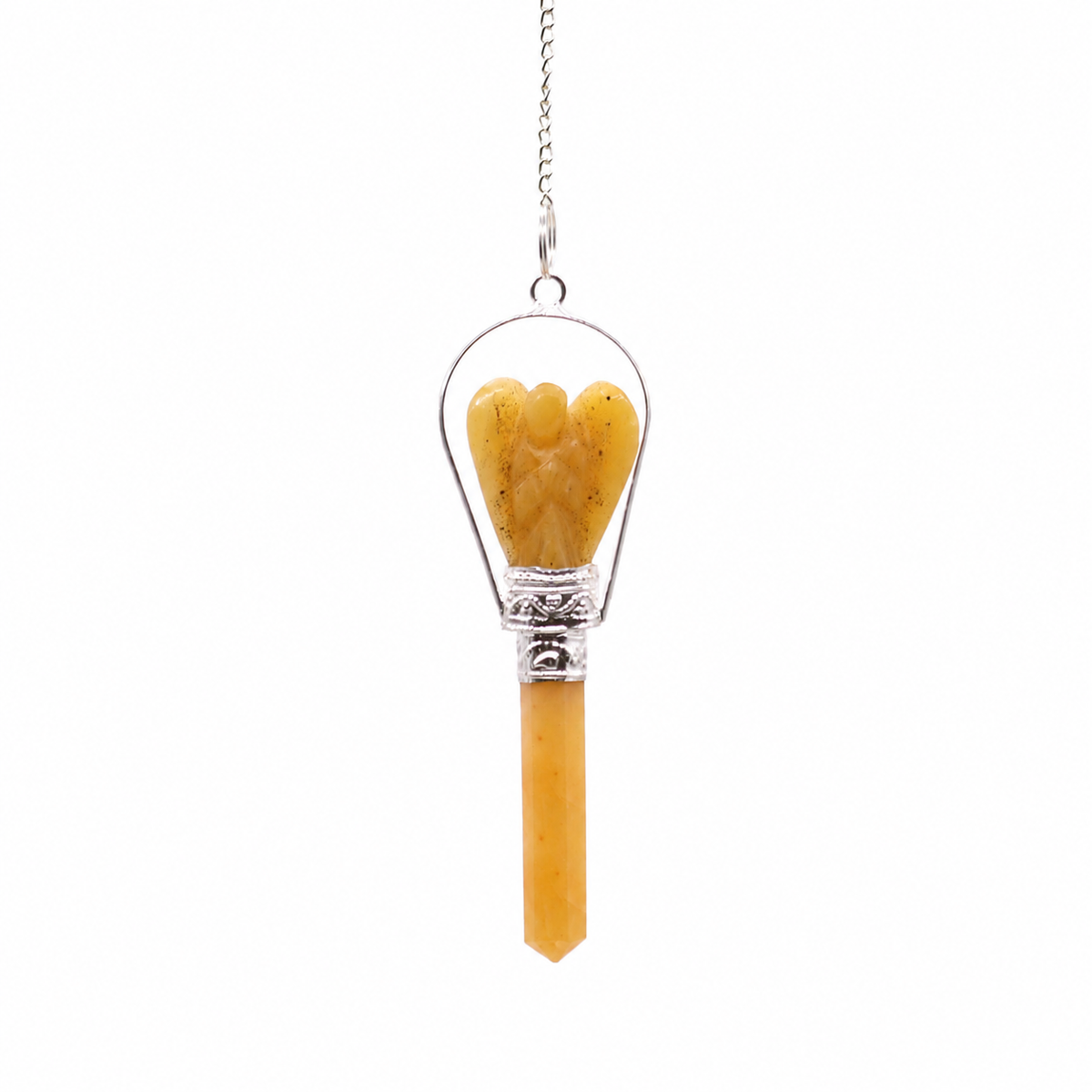 Pêndulo de anjo com anel de quartzo amarelo