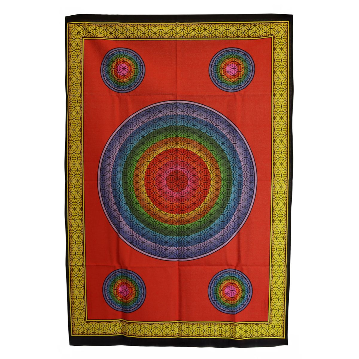 Arte de parede em algodão (70x110 cm) - Cinco Flores da Vida
