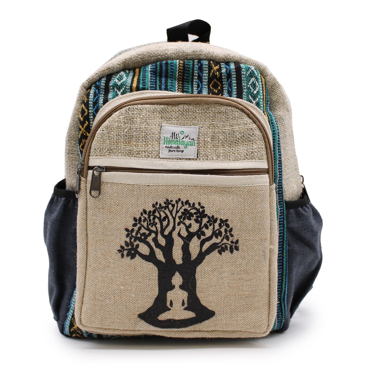 Mochila pequena de cânhamo - Design Árvore da Bodhi
