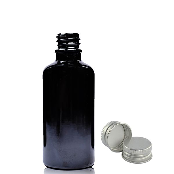 Crna Staklena Bočica 30ml s Aluminijskim Čepom