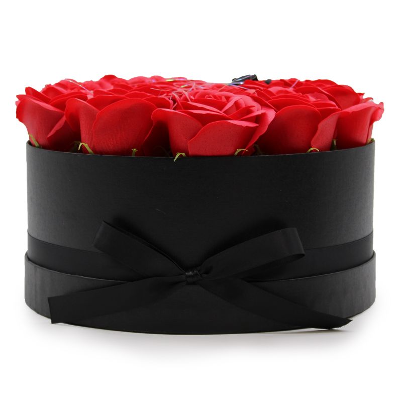 Coffret Cadeau de Fleurs de Savon - 14 Roses Rouges - Rond