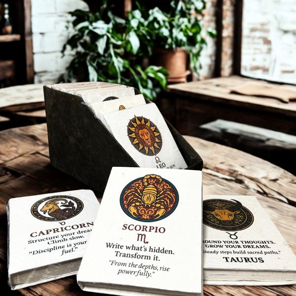 Carnets Moyen Style Tibet – Signes Astrologiques – avec Présentoir