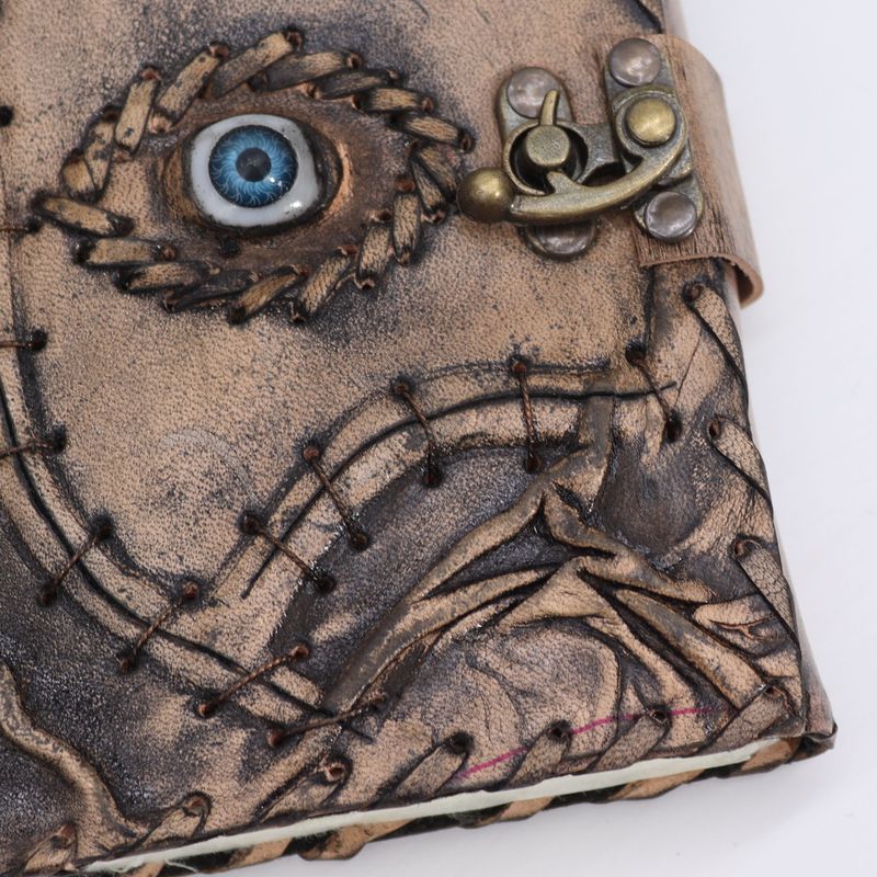 Hellbraunes Buch Buch – Dekor „Böses Auge“  – 160 Seiten mit Büttenrand- 17x12.5cm