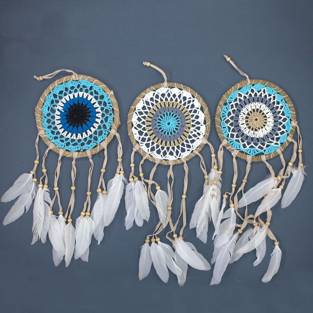 Apanha-sonhos - Macramé Azul 16 cm (Cores Sortidas)