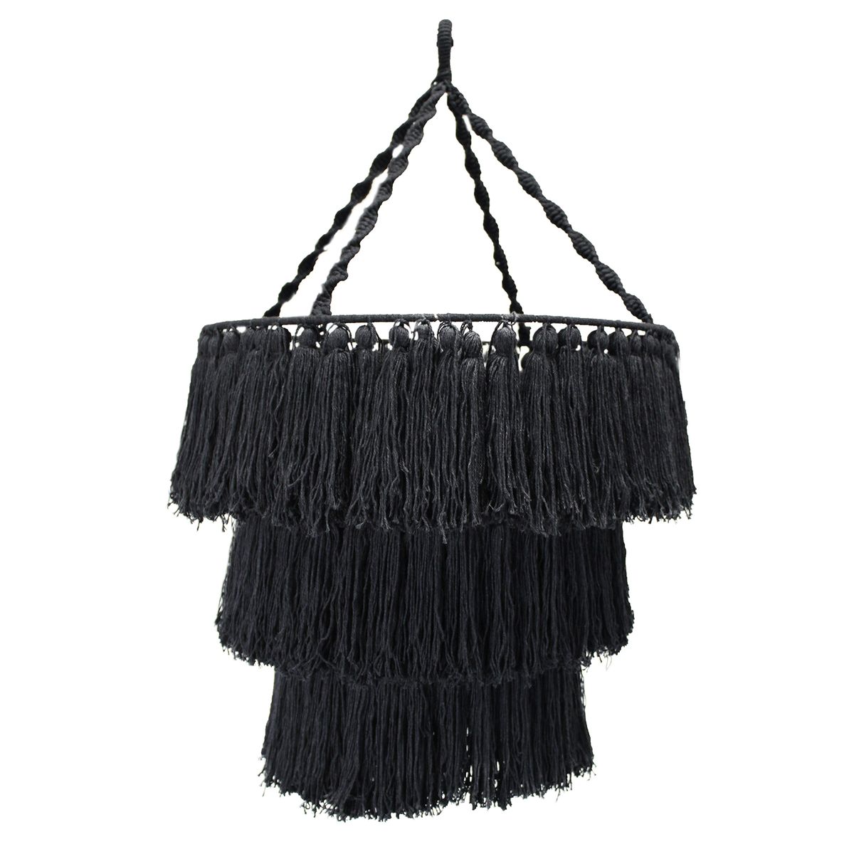 Luminária de macramé suave - Preto