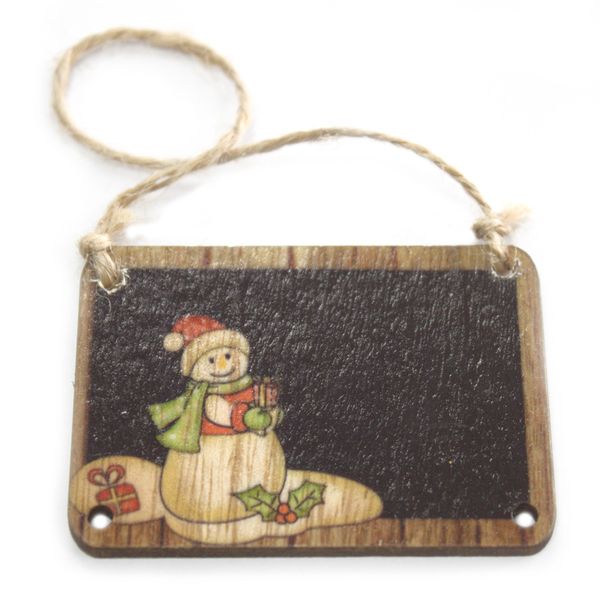 Pack of 2 Christmas Wooden Craft Decoration - Snowman