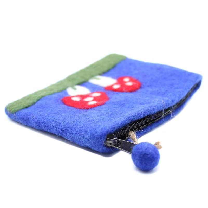 Pochette à glissière en feutre naturel (asst) - Mystic Champignon