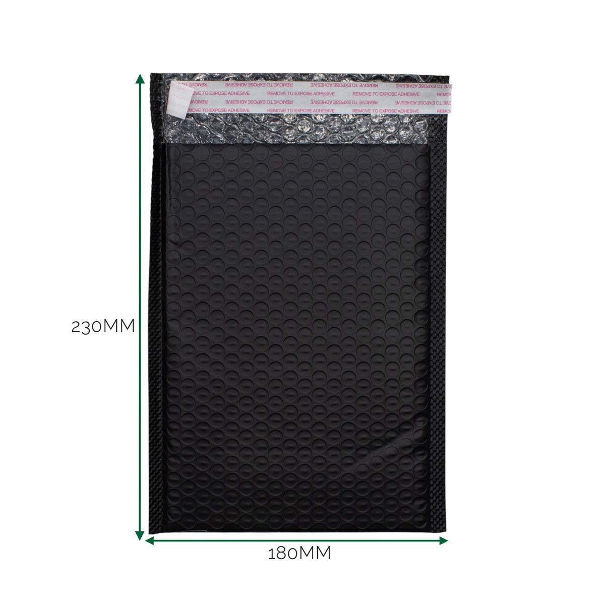 Envelope acolchoado com bolhas de polietileno preto (180x230+40 mm)